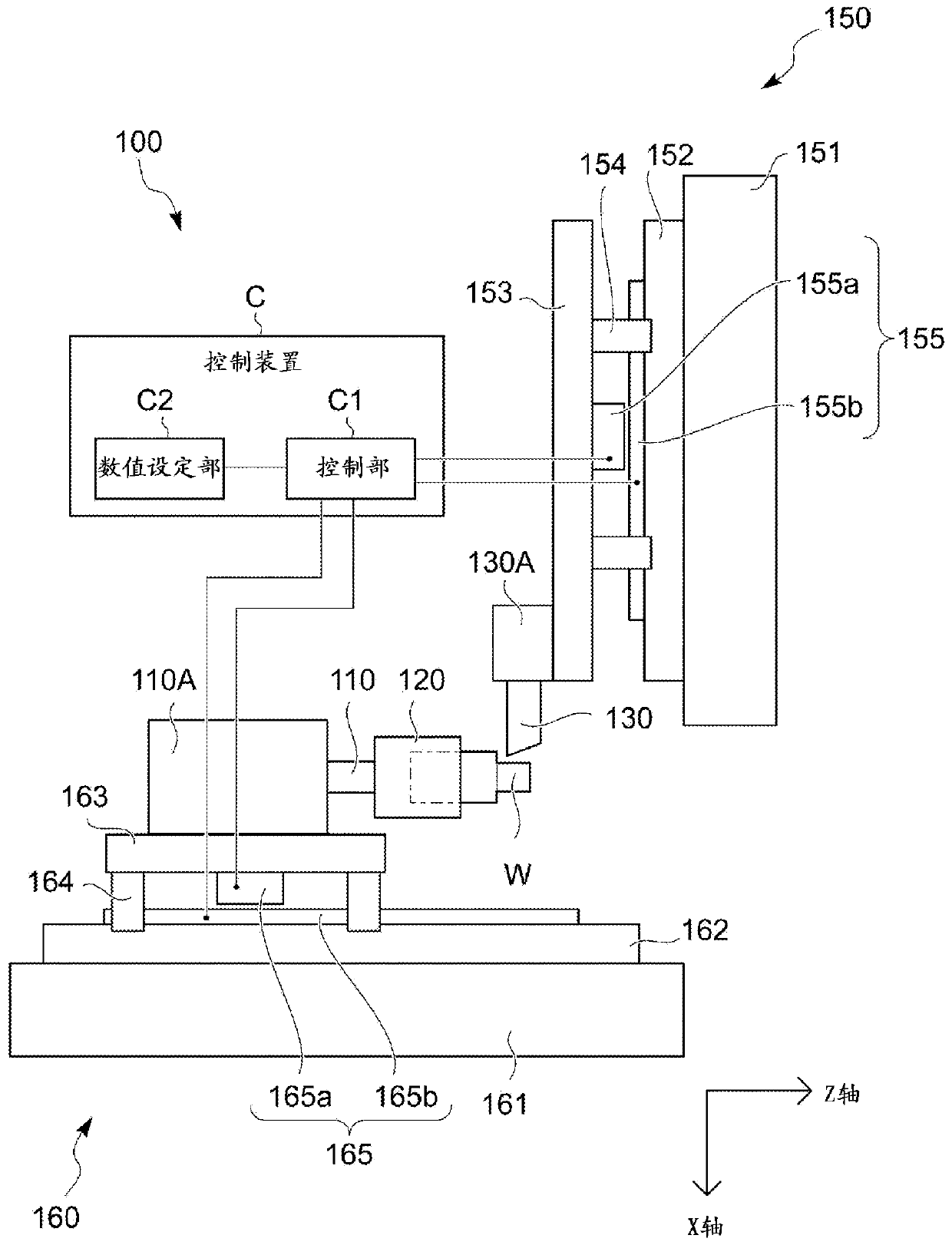 Machine tool control device and machine tool provided with the control device