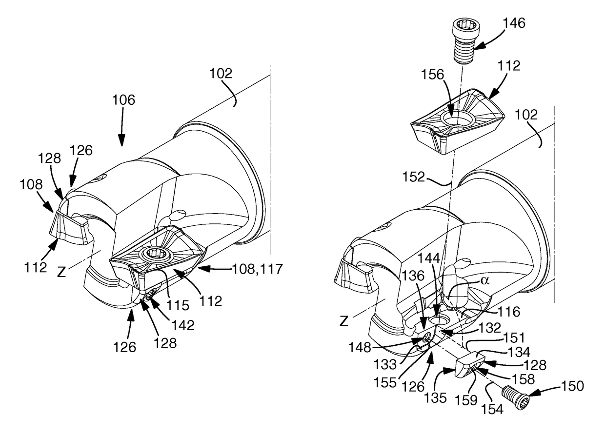 Device for chip removing machining