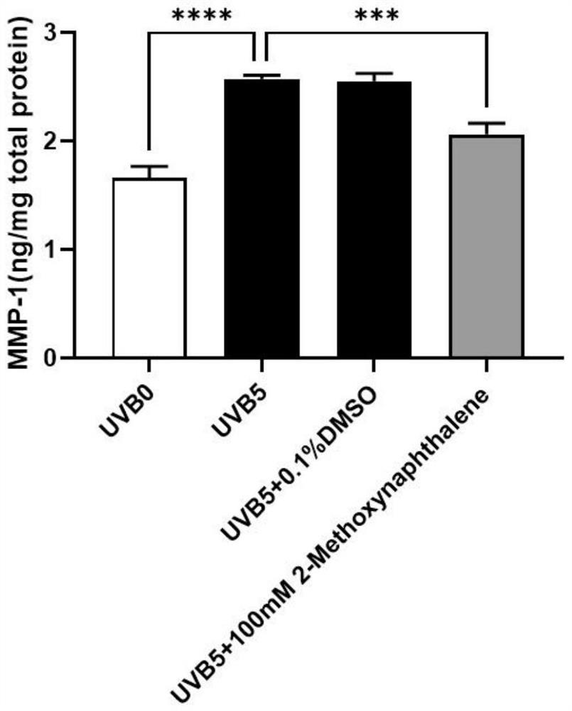 Application of 2-methoxynaphthalene in preparation of product for resisting skin light injury