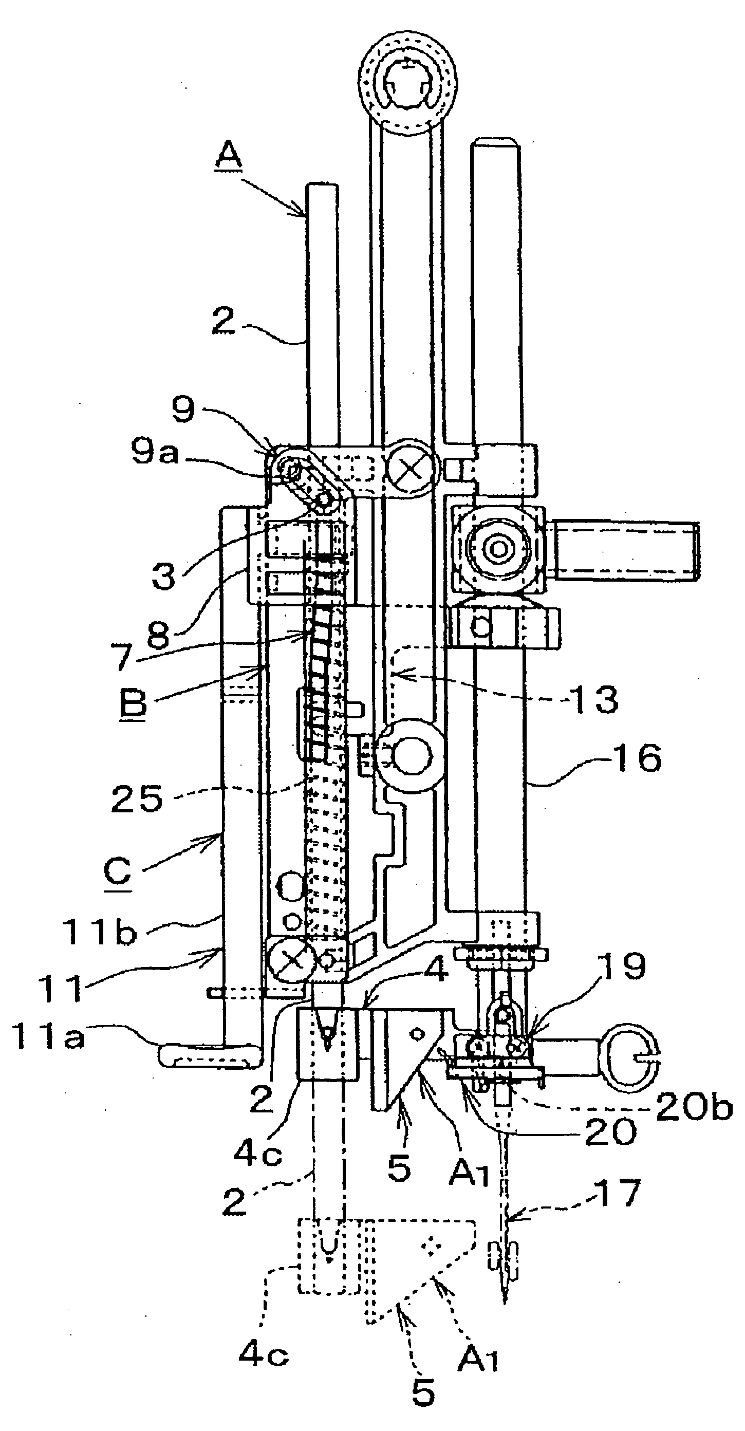 Threading device of sewing machine