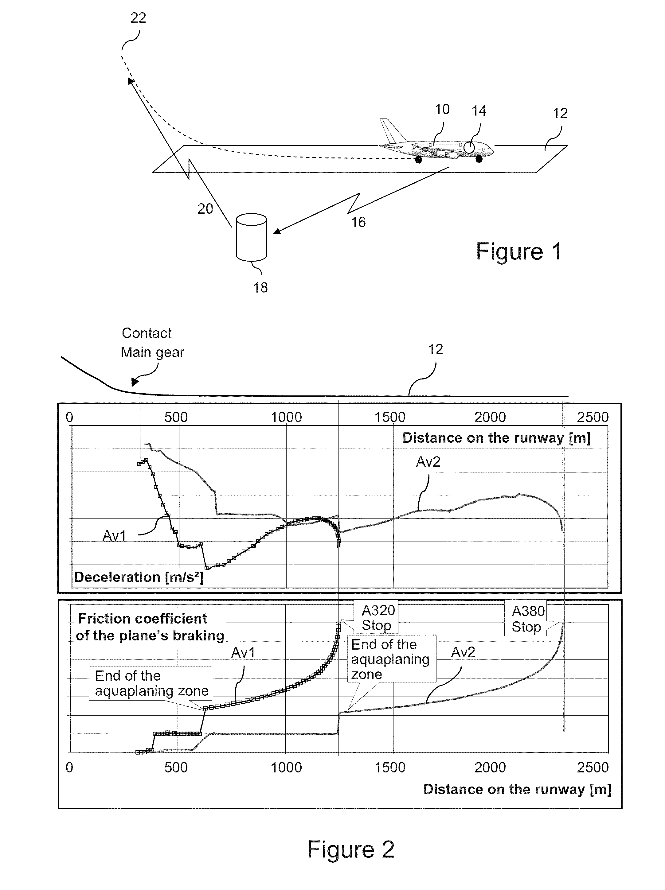 Device and process for determining a runway state, aircraft including such a device and piloting assistance system using said runway state