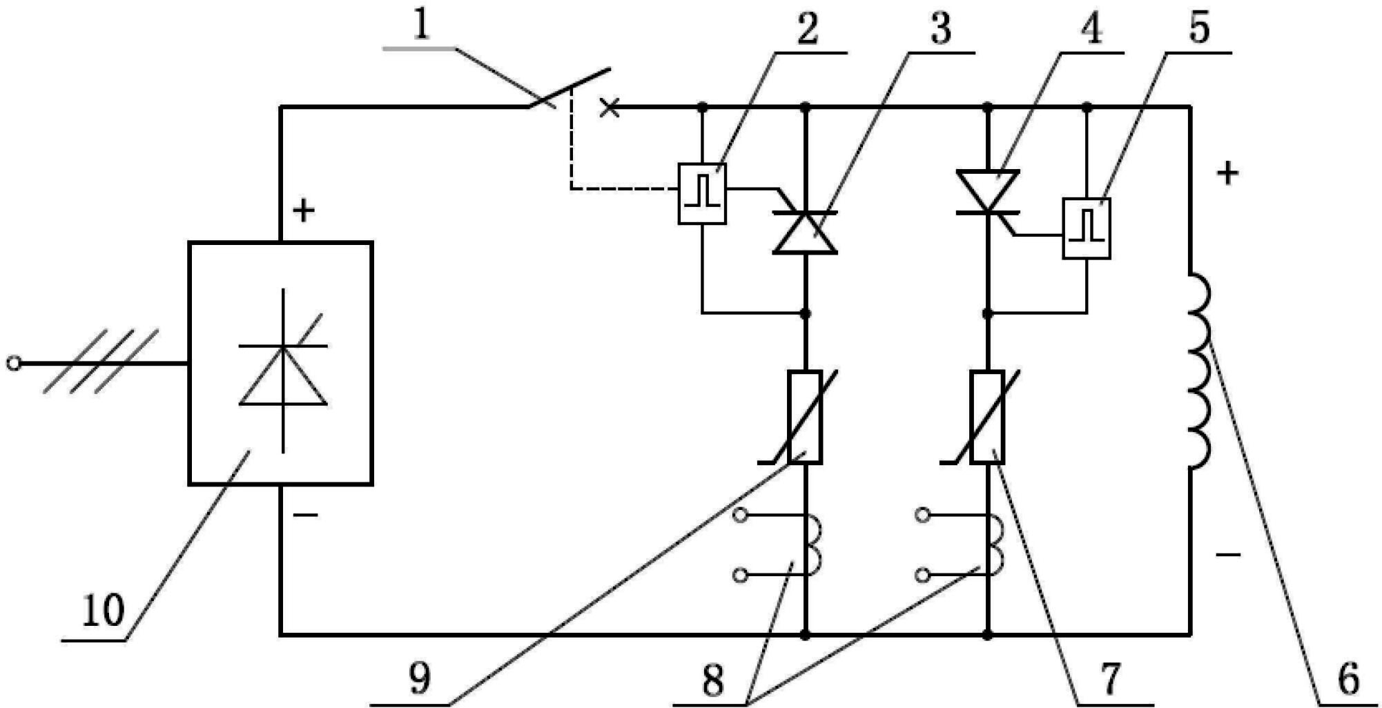 Field discharge and overvoltage protective device for large-sized generator rotor