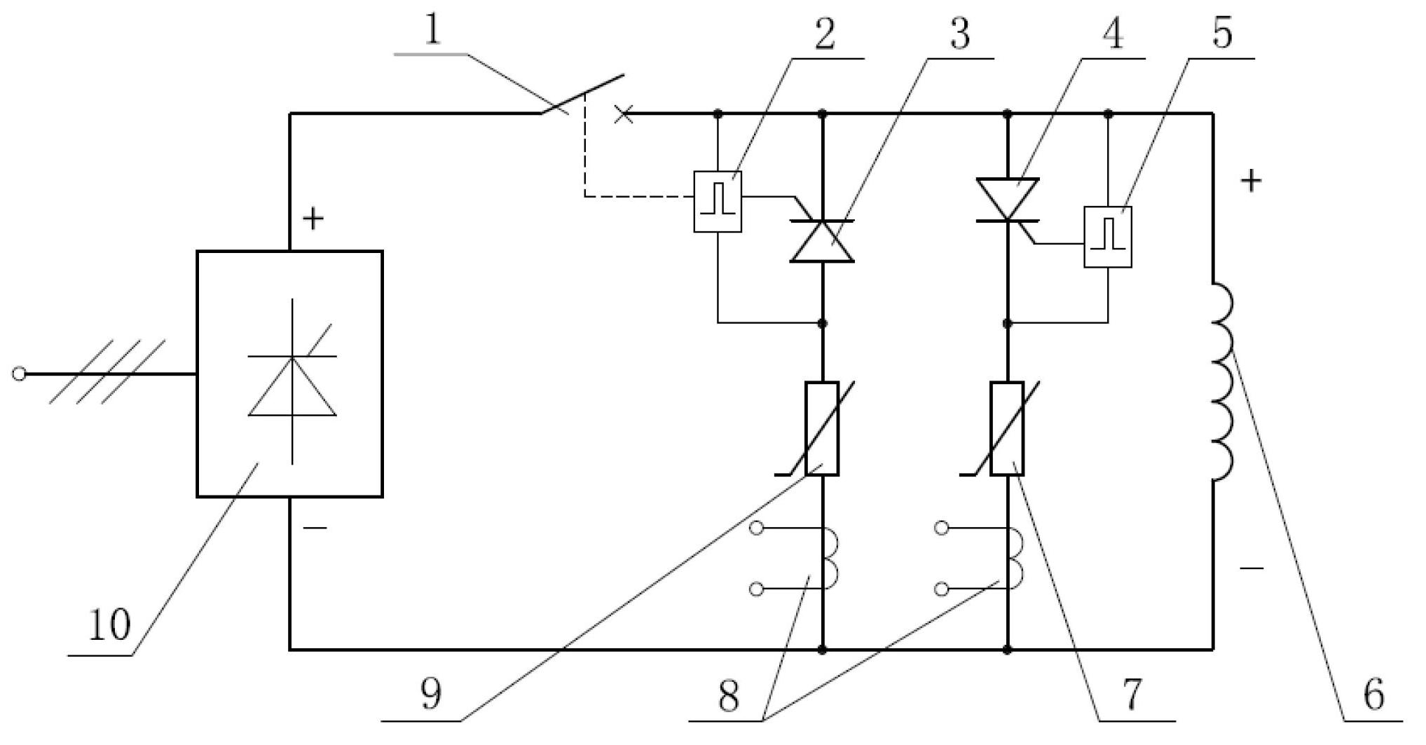 Field discharge and overvoltage protective device for large-sized generator rotor