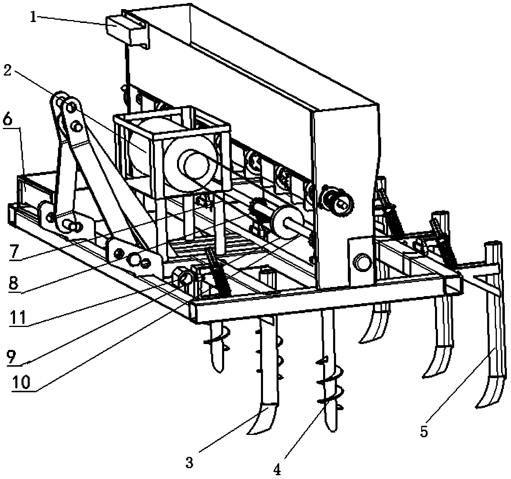 Driving-resistance self-regulated furrow opener assembly suitable for wheat medium-term deep fertilizing machine