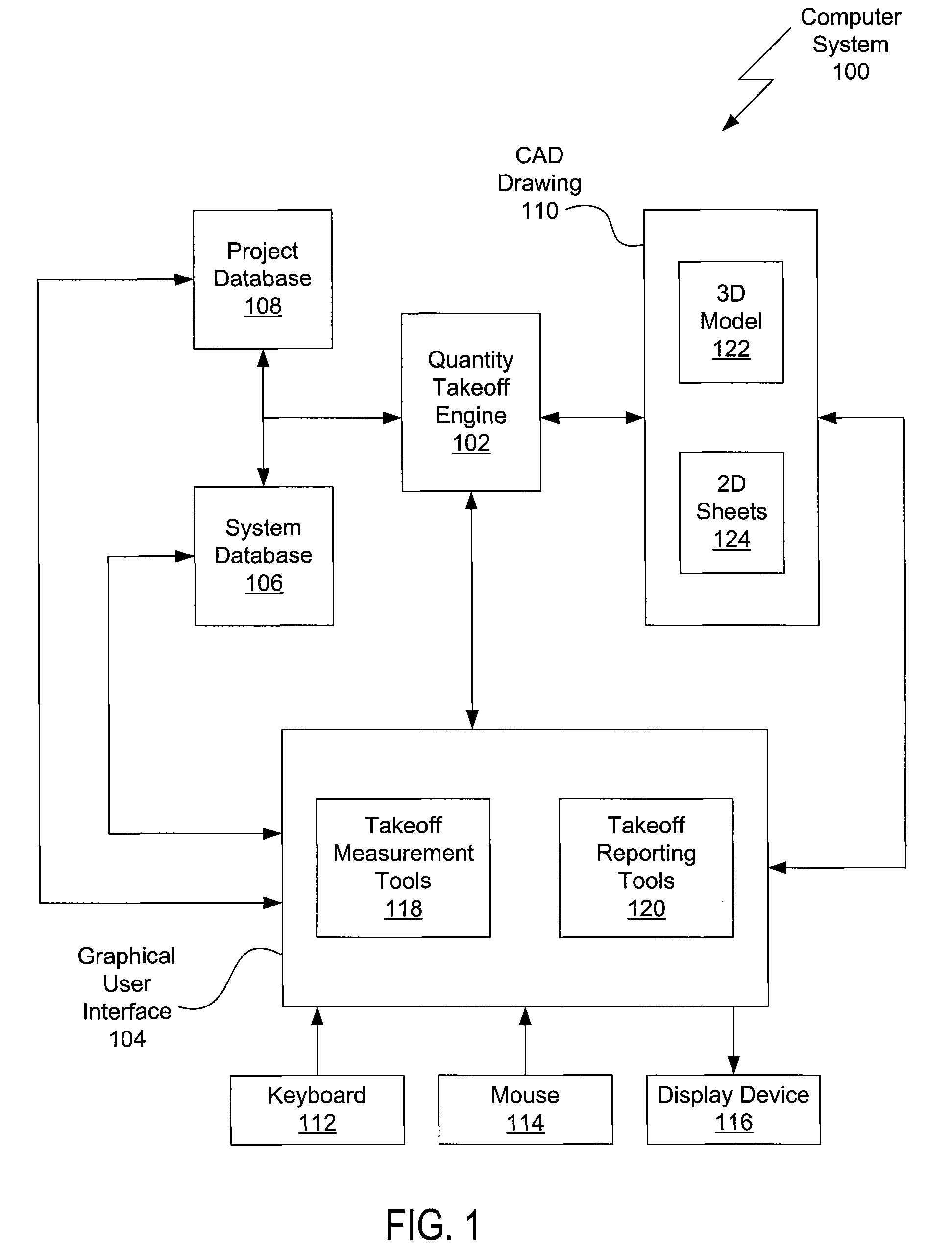 Selective quantity takeoff from computer aided design drawings