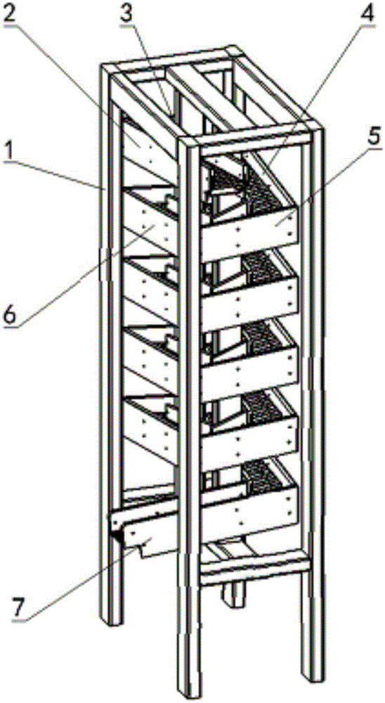 Zigzag falling transporting device capable of sliding by relying on self-gravity