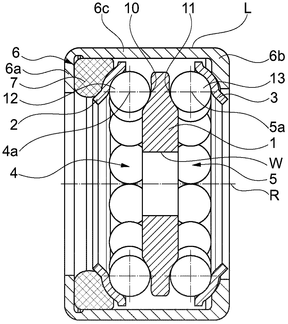 Deep groove thrust ball bearing or radial-thrust ball bearing acting on two sides