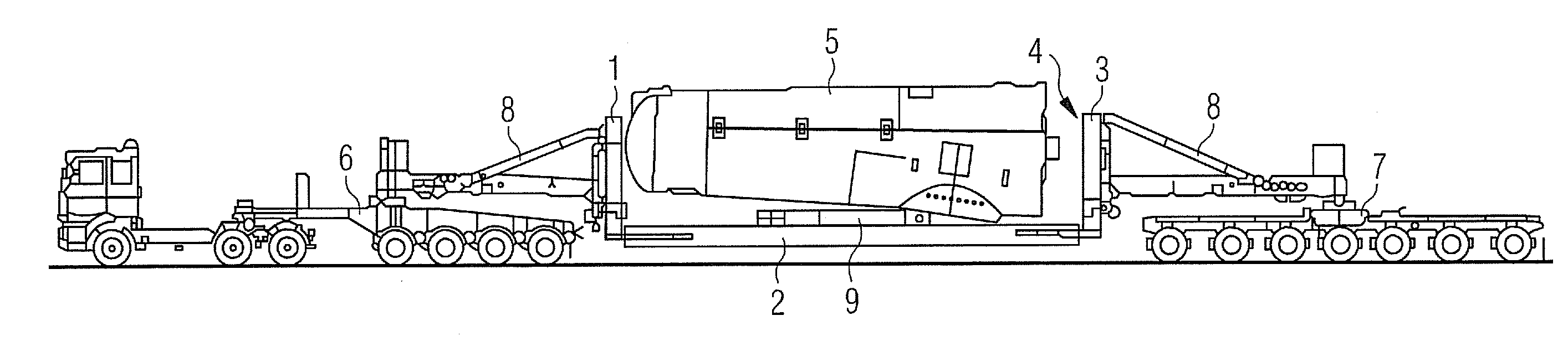 Arrangement for the transport of wind turbine components