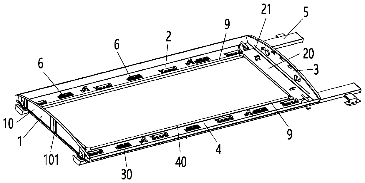 Railway vehicle air conditioner flat top structure and railway vehicle