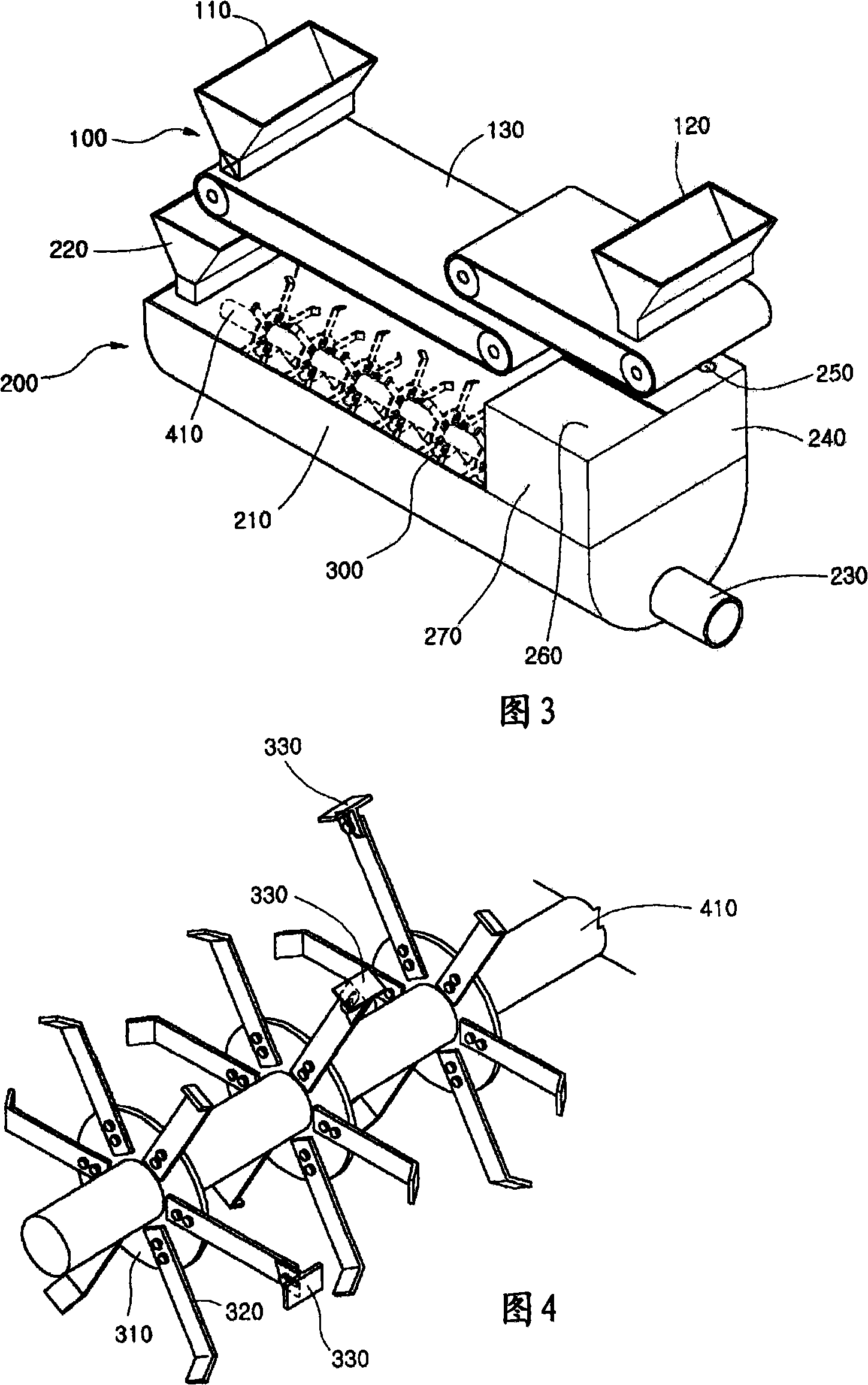 Soil cement manufacturing machine quipped with impeller having scratching blade