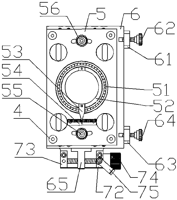 A secondary positioning fine-tuning device for a stacking machine