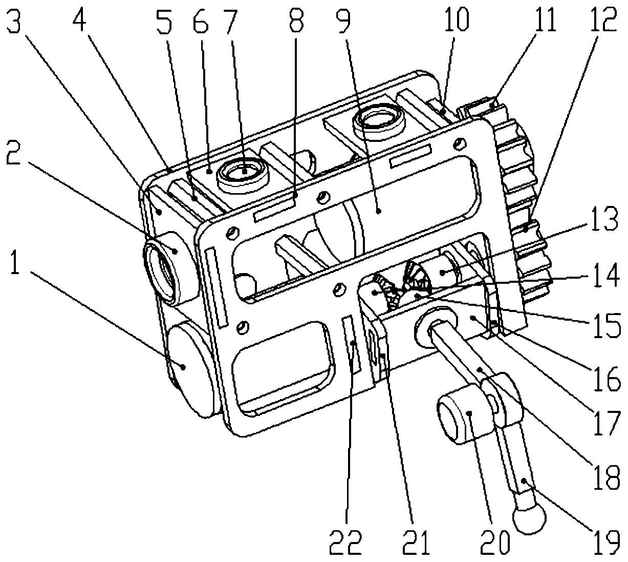 Three-degree-of-freedom leg joint based on differential gear train and method