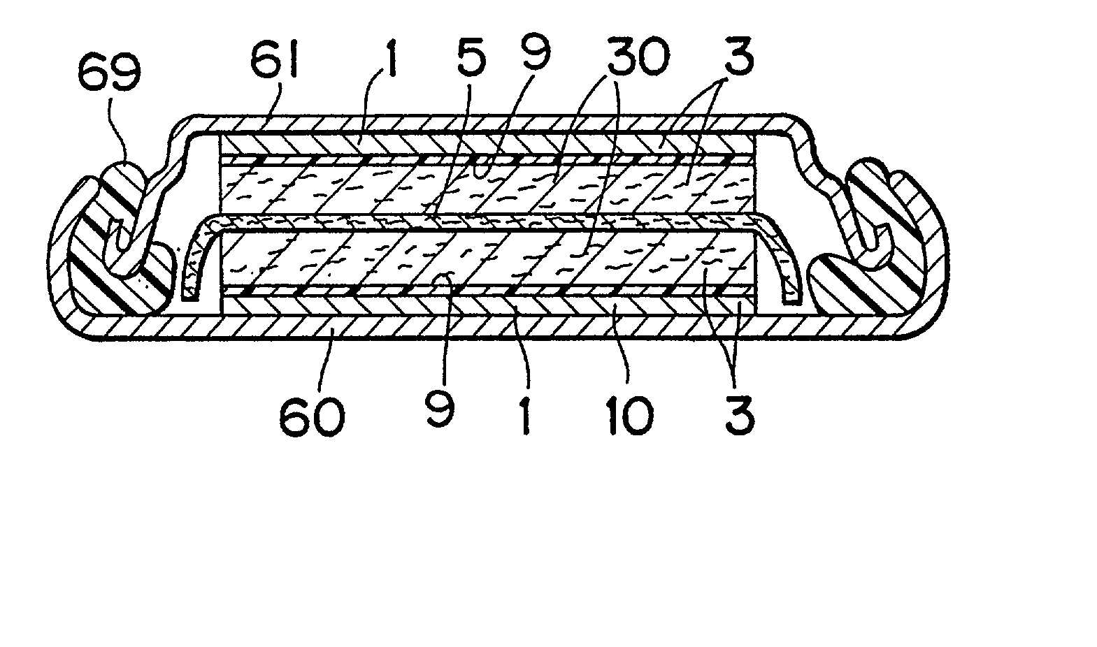 Electrode metal material, capacitor and battery formed of the material and method of producing the material and the capacitor and battery