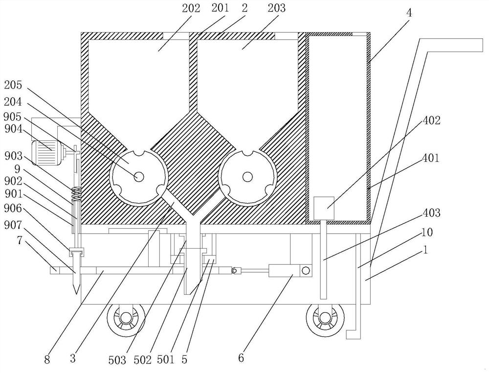 Agricultural fertilizing and seeding device with soil covering function