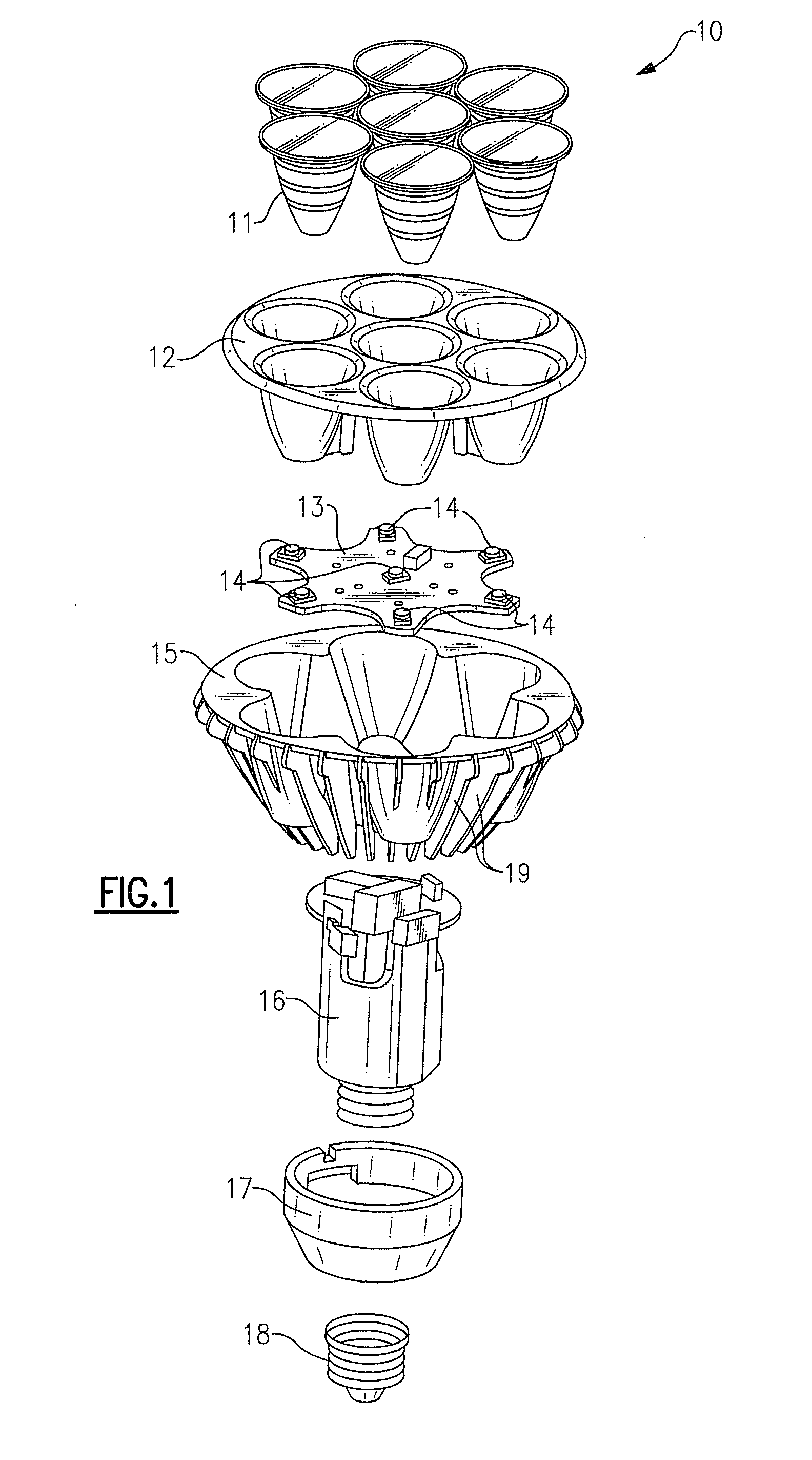 Lighting device with multi-chip light emitters, solid state light emitter support members and lighting elements