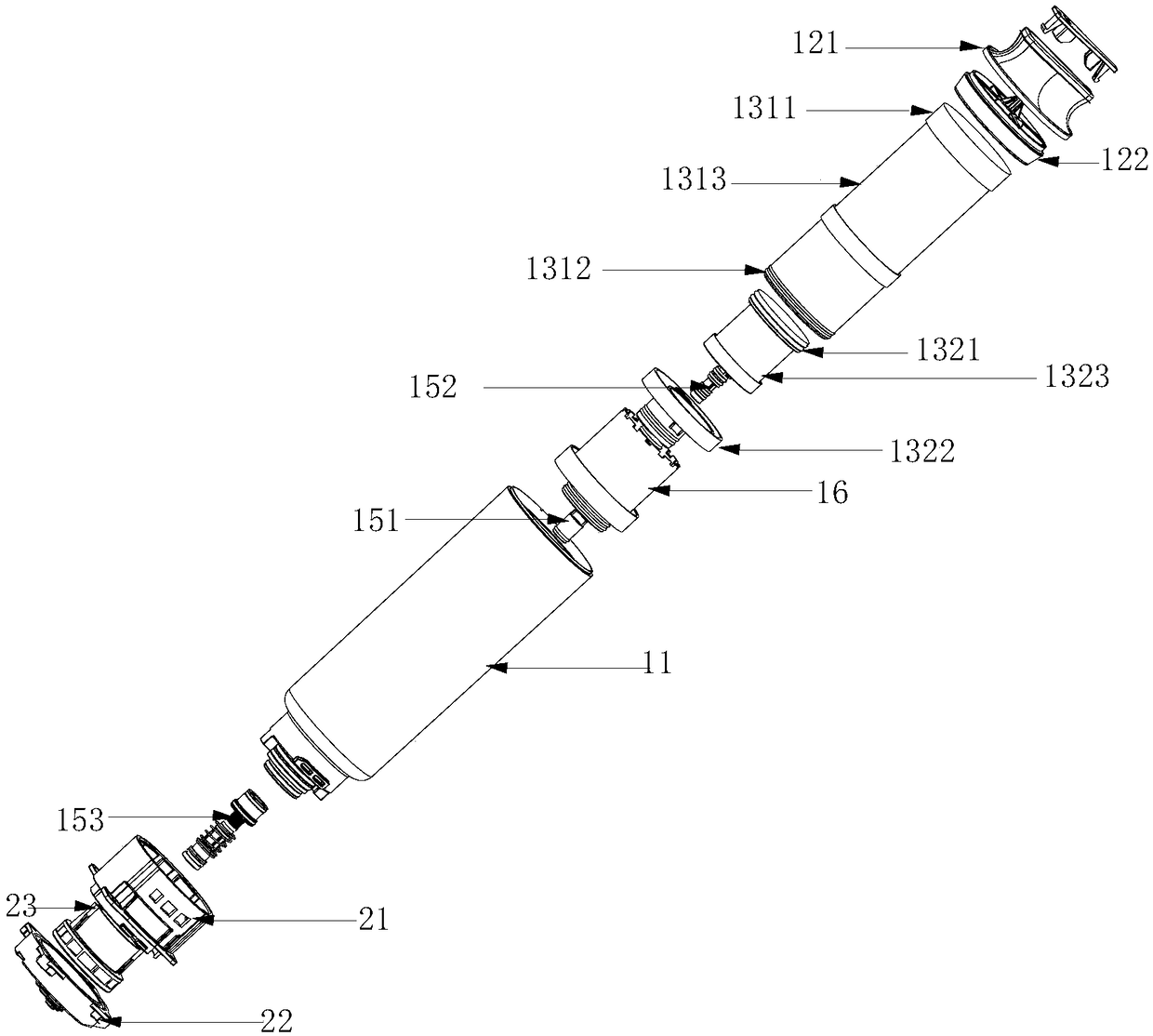 Water-purifying filter element structure