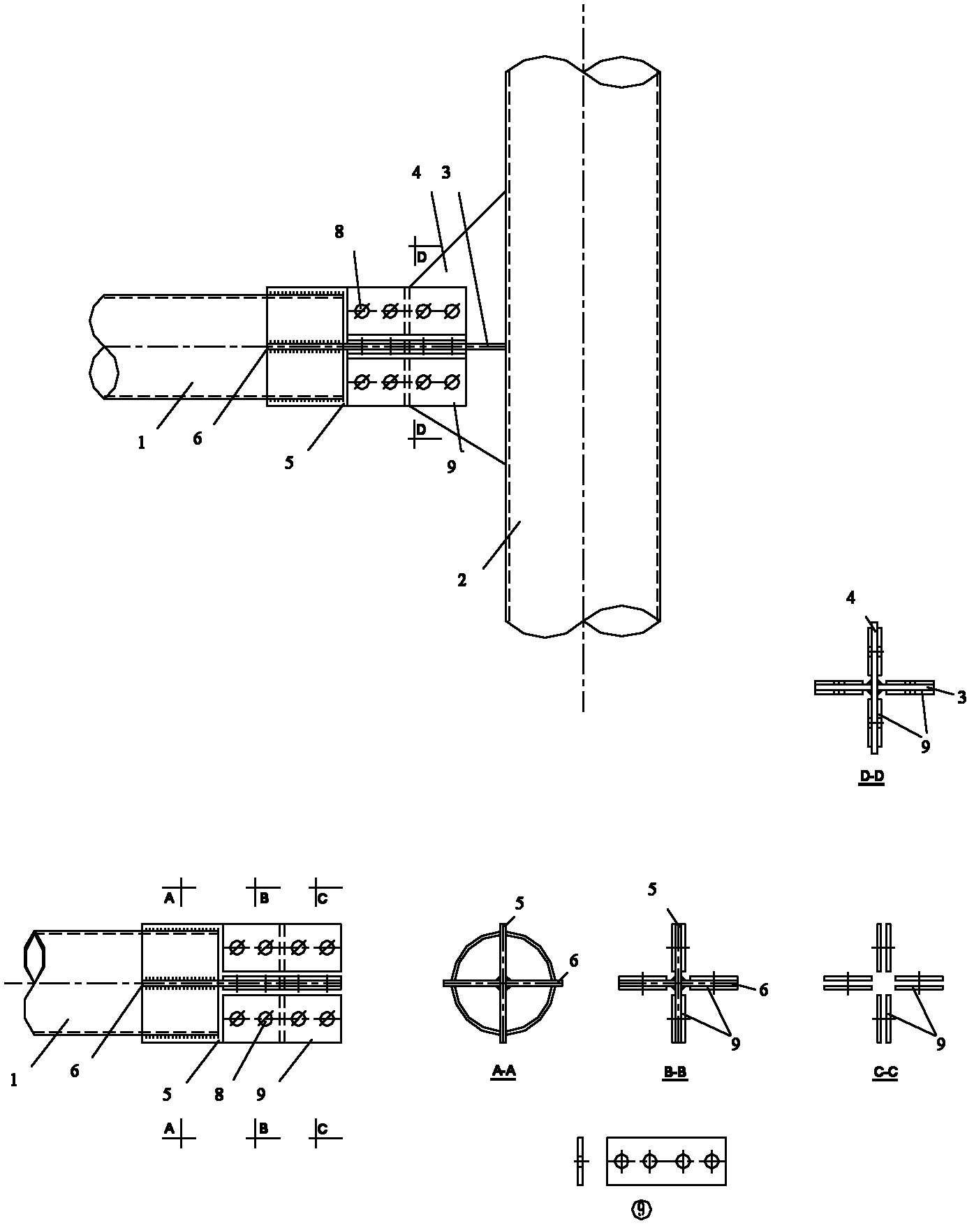 Inserted plate connection assembly and power transmission line steel pipe tower