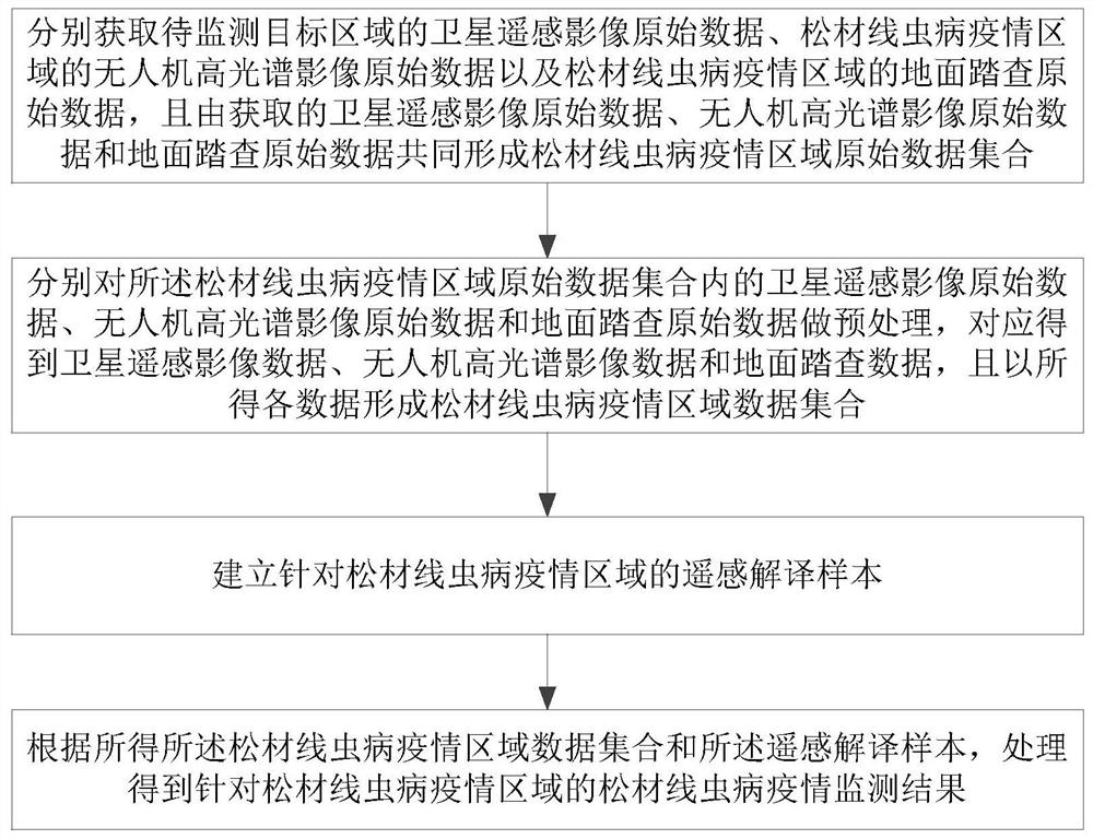 Sky-ground integrated pine wood nematode disease epidemic situation remote sensing monitoring method