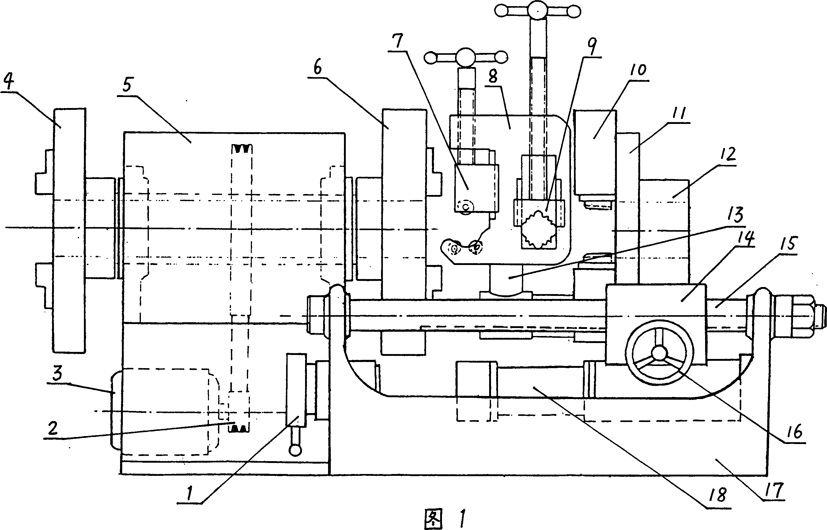 Pipeline connection external thread oxial rolling machine