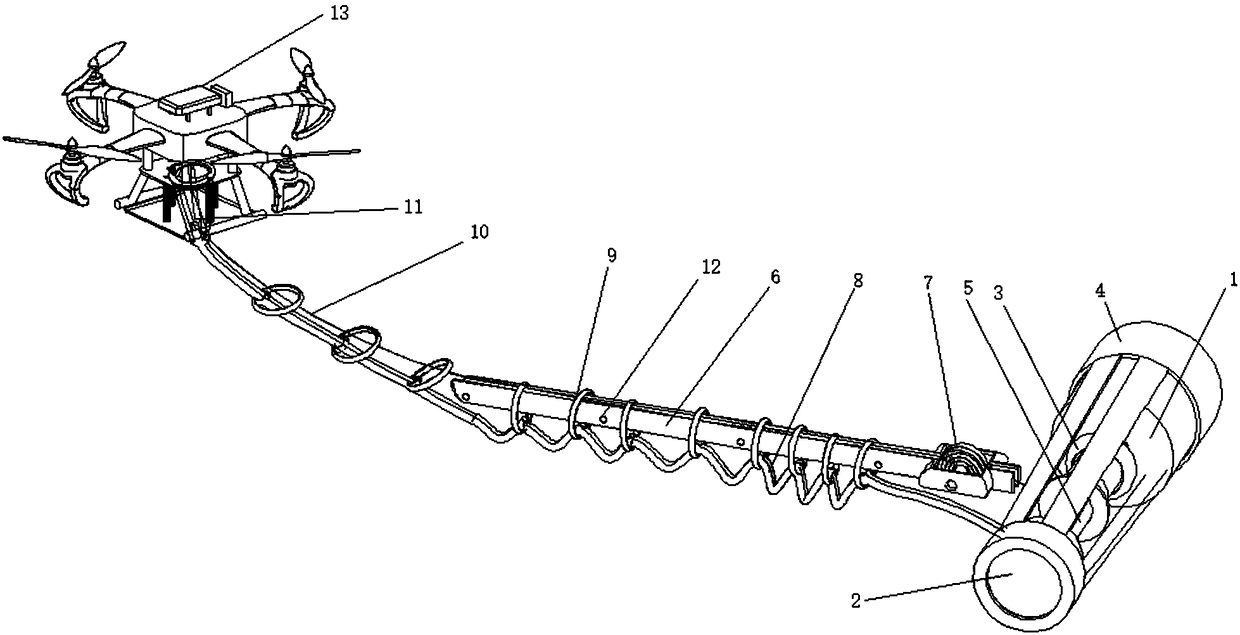 Winding device between mother-son unmanned aerial vehicles