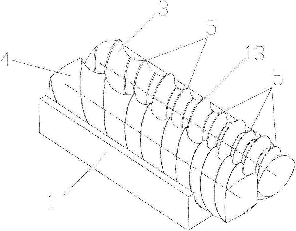 Embedded type short-screw-flight same-direction asymmetric multi-screw extruder and machining method thereof