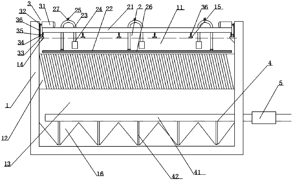 Reverse-flow sedimentation tank inclined pipe flushing system