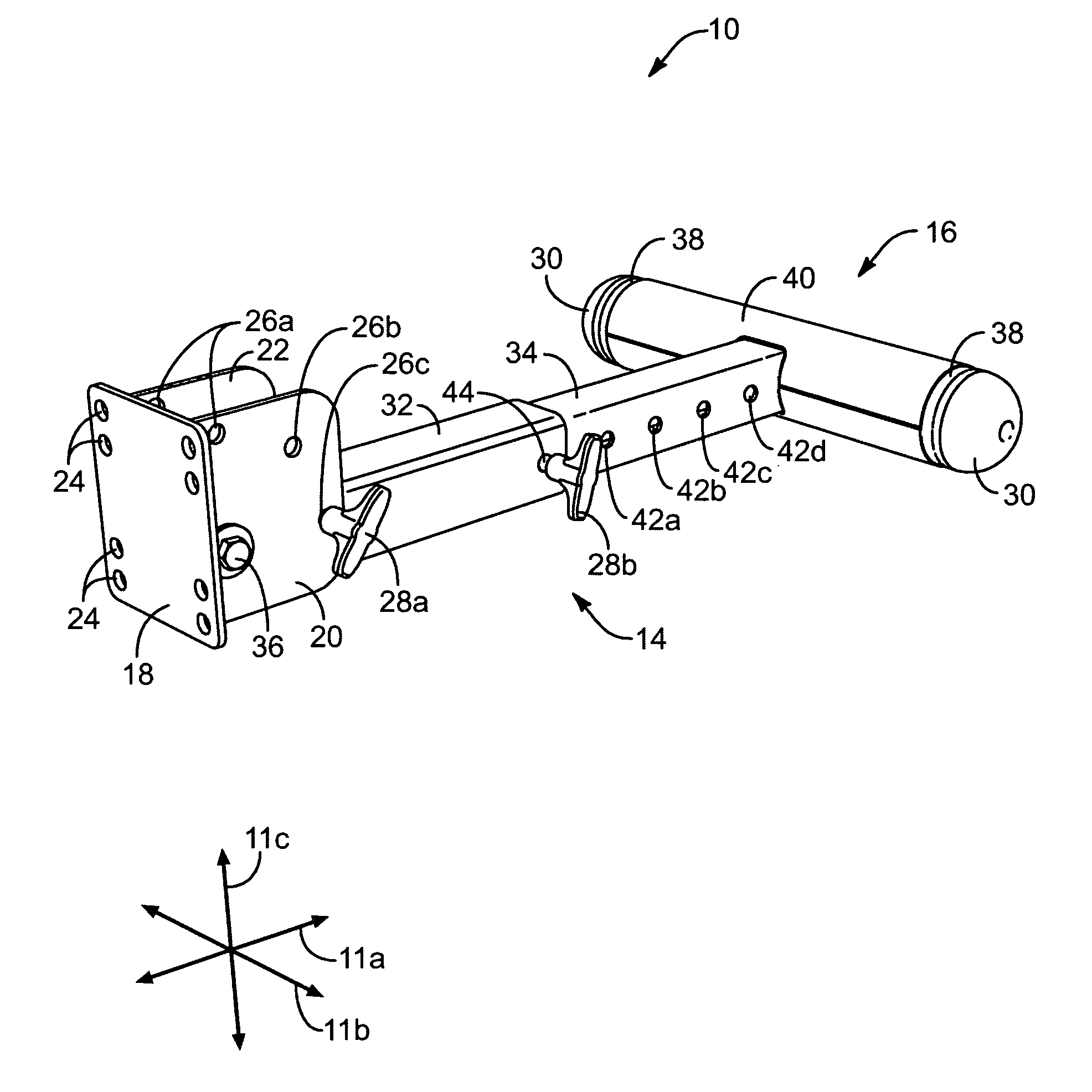 Mounted, multi-angle, extendable step