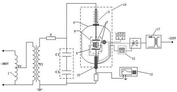 Decomposition simulation experiment method for sulfur hexafluoride gas insulating medium electro-thermo combination