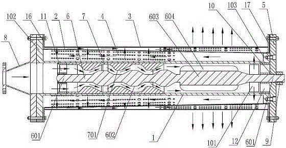 High pressure exhausting silencing apparatus