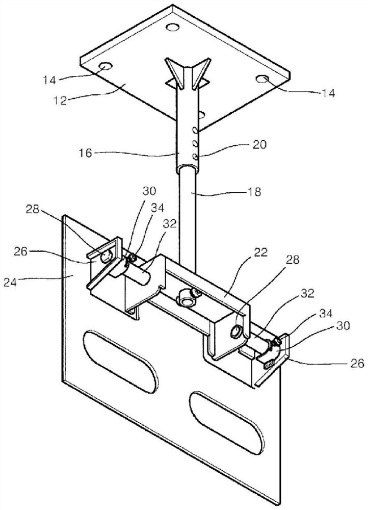 Ceiling-type monitor position adjustment device with link structure