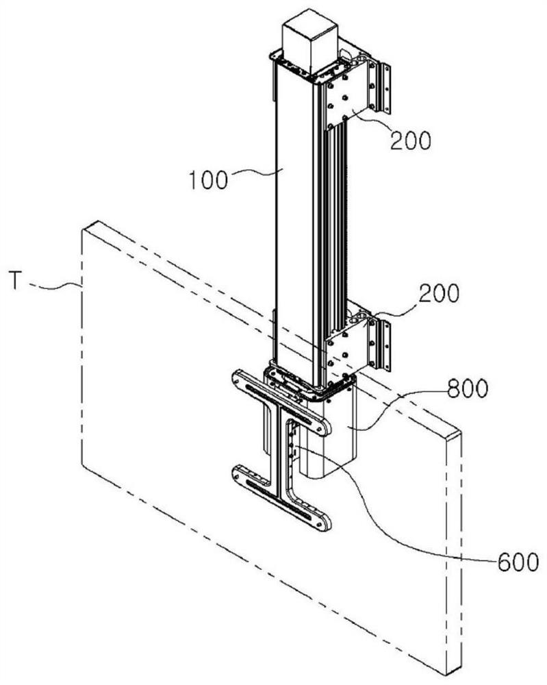 Ceiling-type monitor position adjustment device with link structure