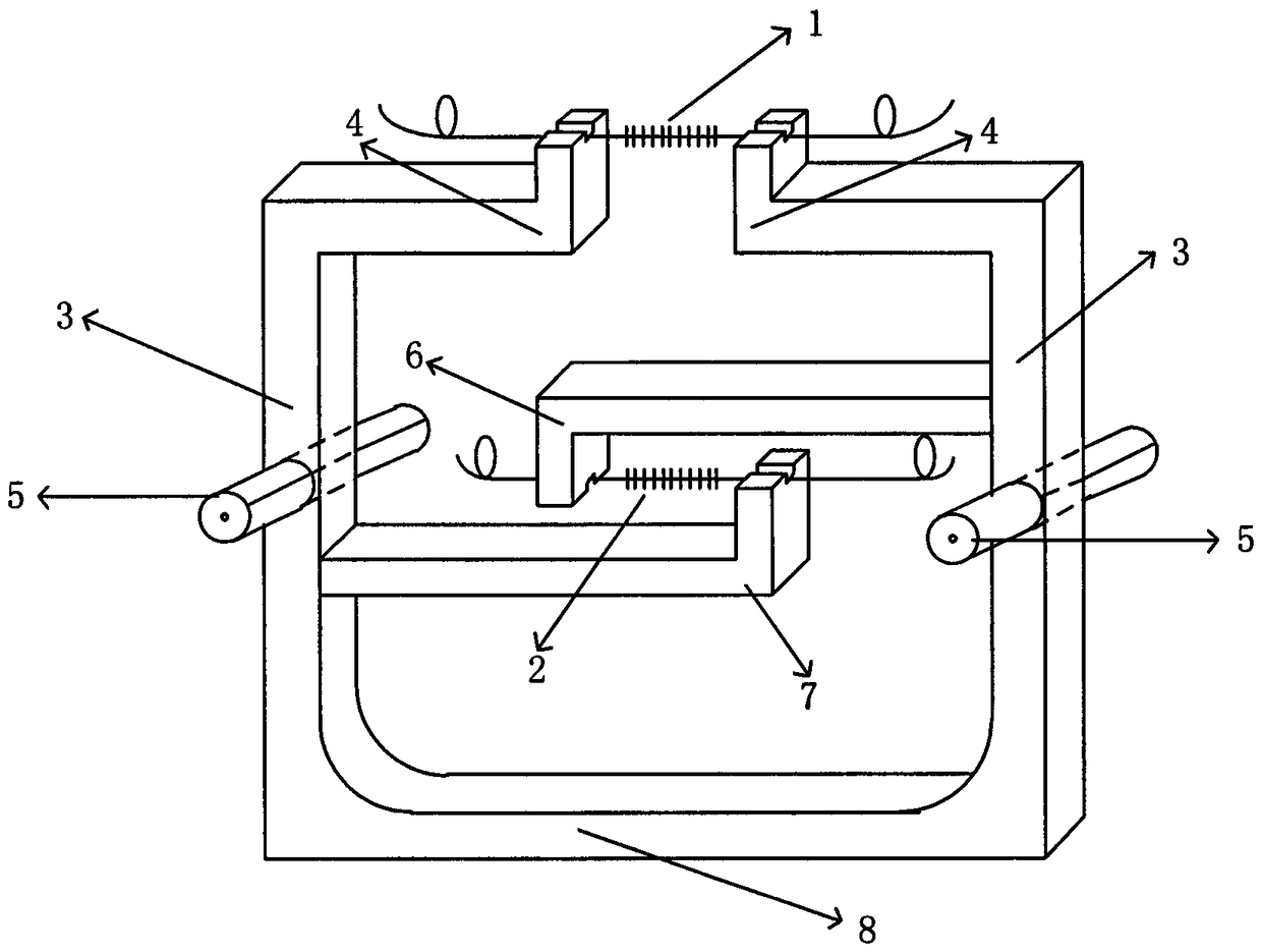 A material surface strain fiber grating reverse differential detection sensor device