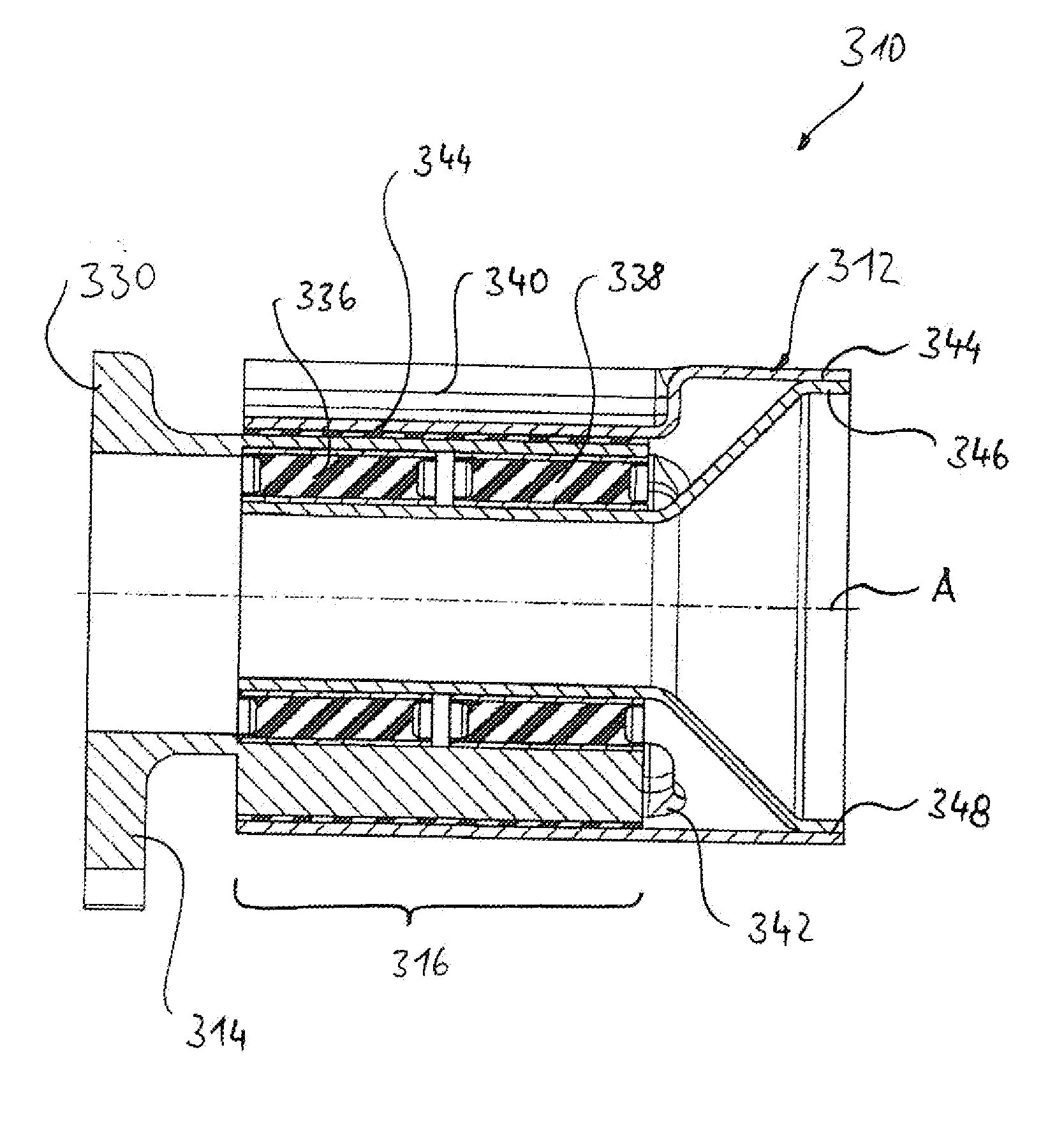 Torque transmission device for the low vibration transmission of torque via at least one shaft