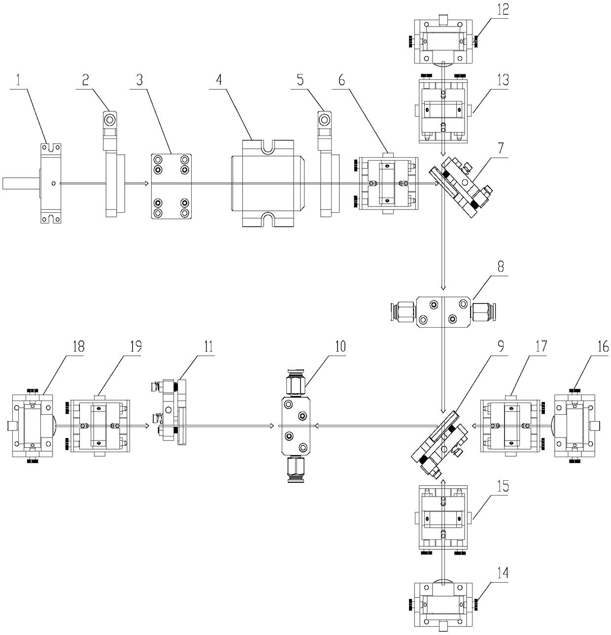 Picosecond laser two-way two-stage amplification device