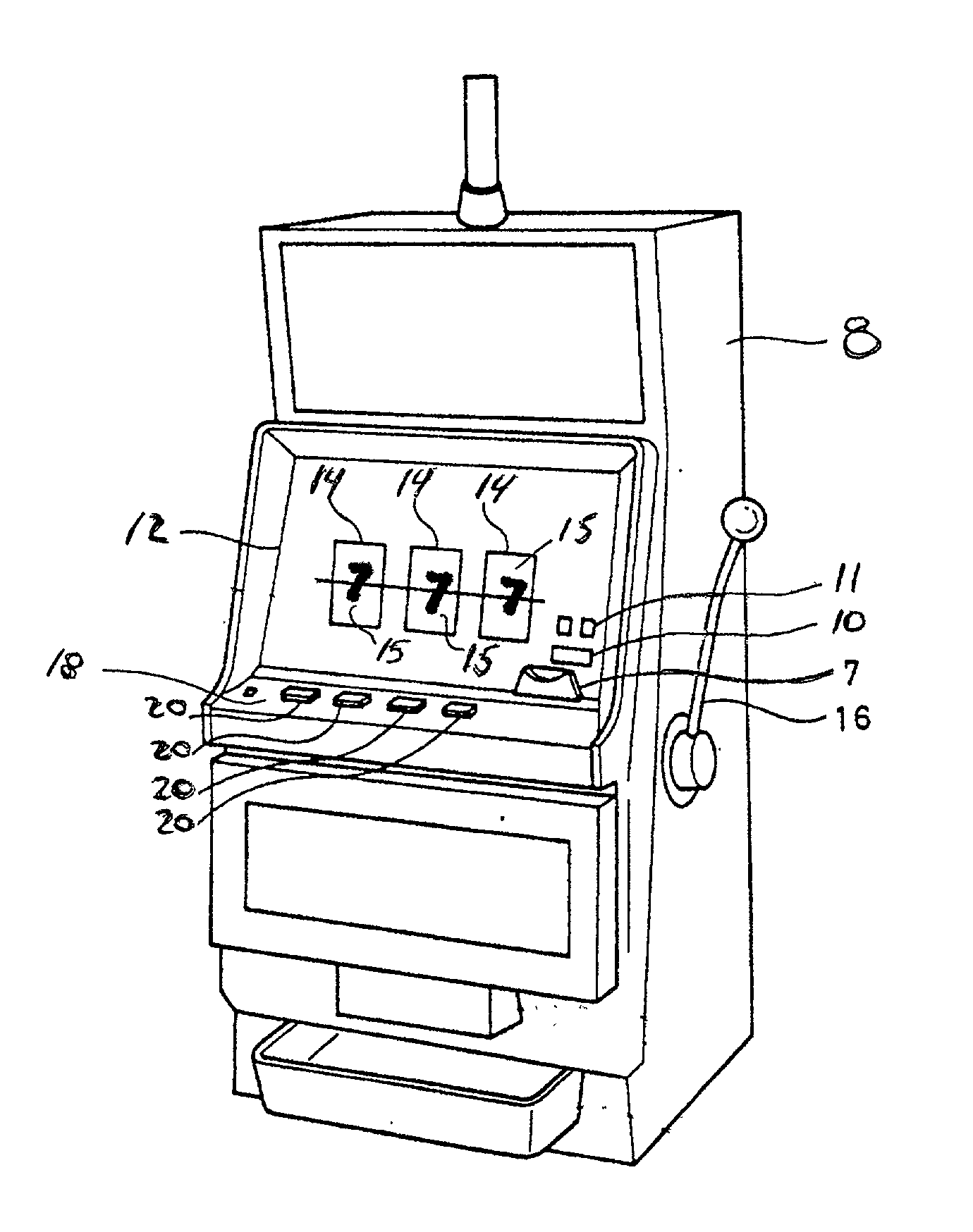 Repeat spin button device for a gaming machine