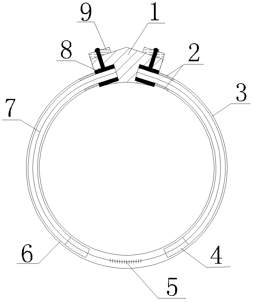 Strain hoop sensor used for measuring hoop strain of pipeline