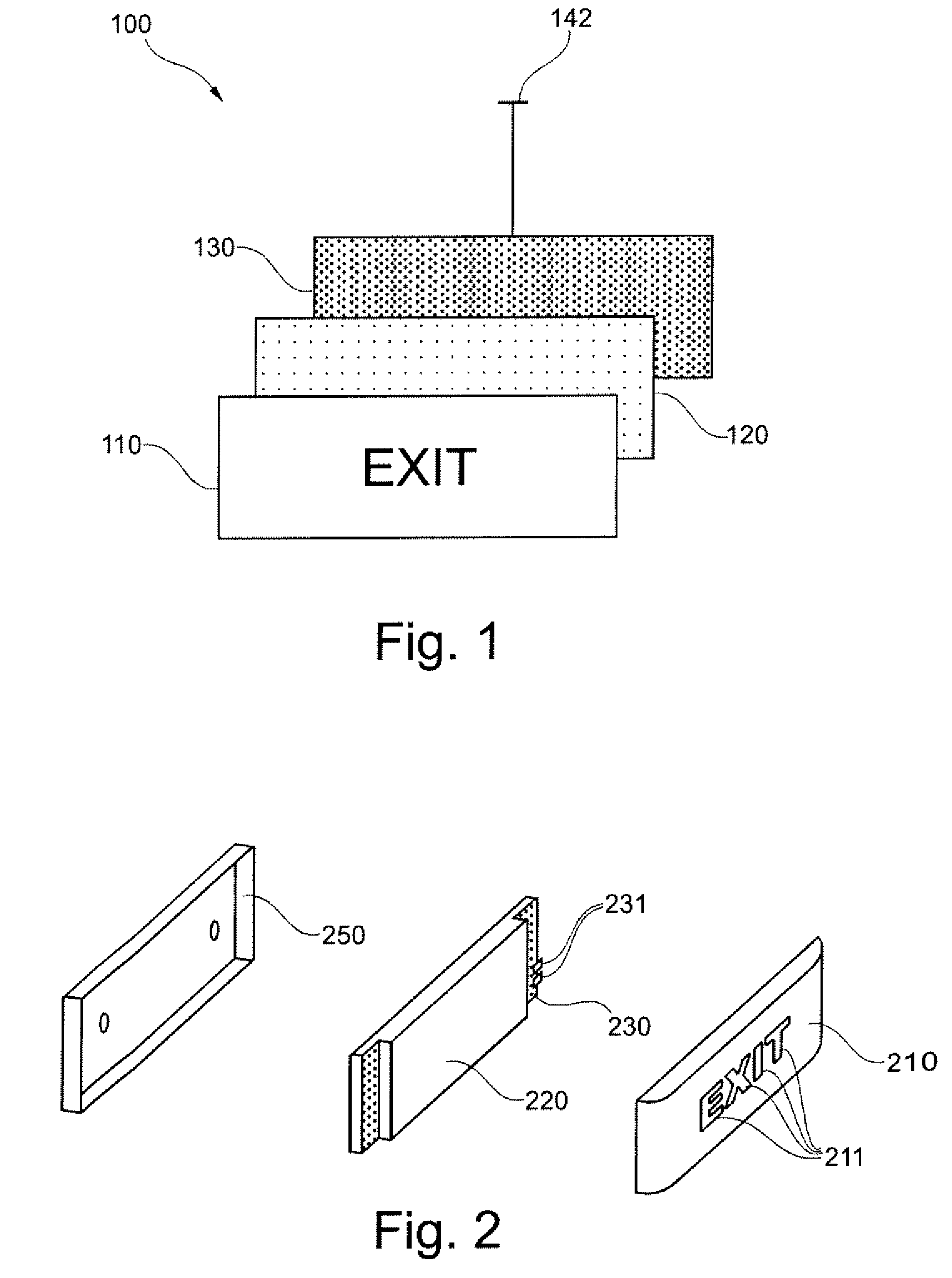 Flat illumination device for illumination and backlighting with integrated emergency power supply