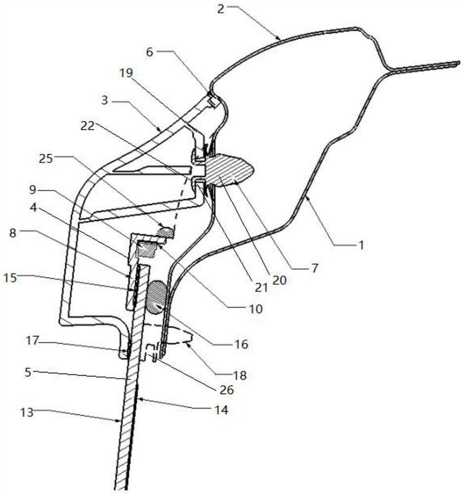 LED lamp strip mounting structure on automobile glass