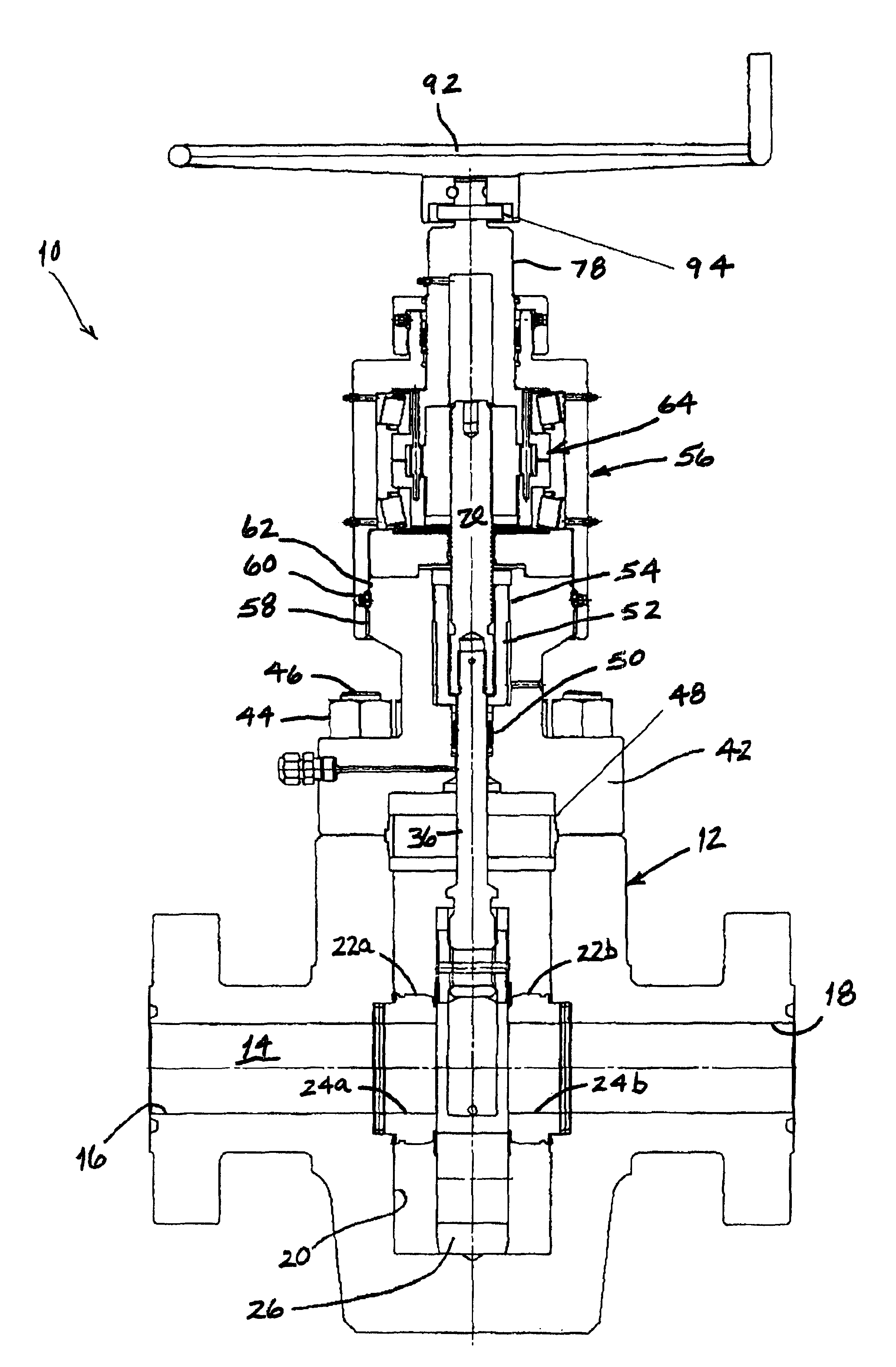 Reduced torque gate valve with roller screw