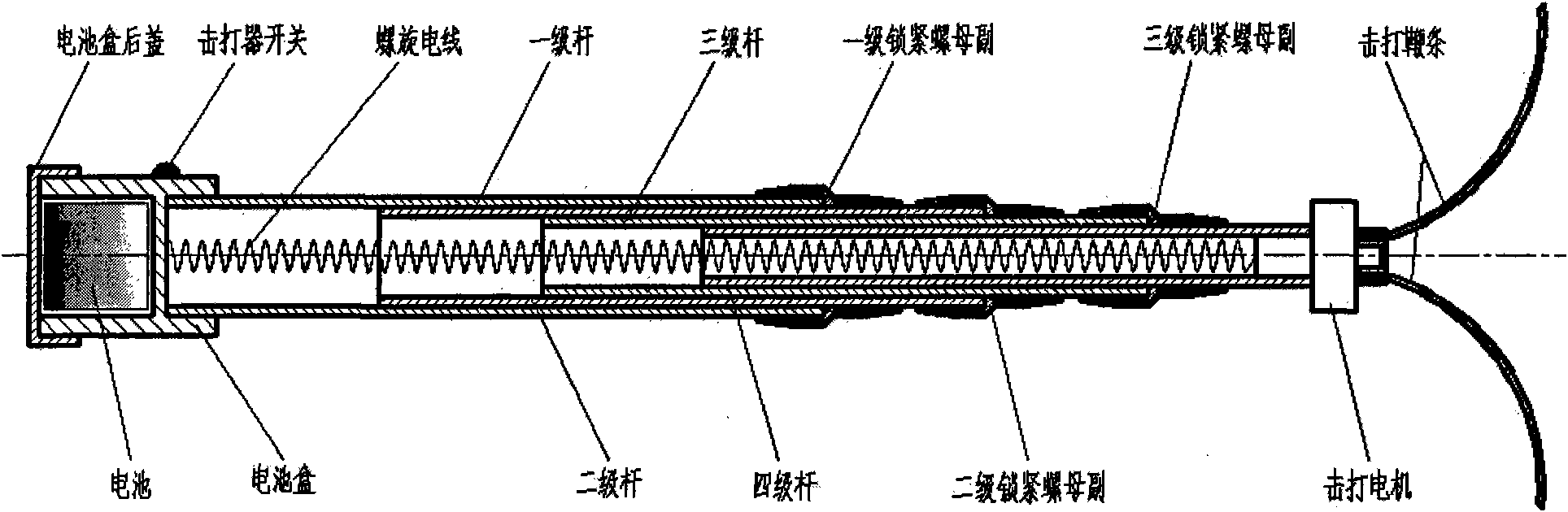 Telescopic picking rod for beating nut fruits