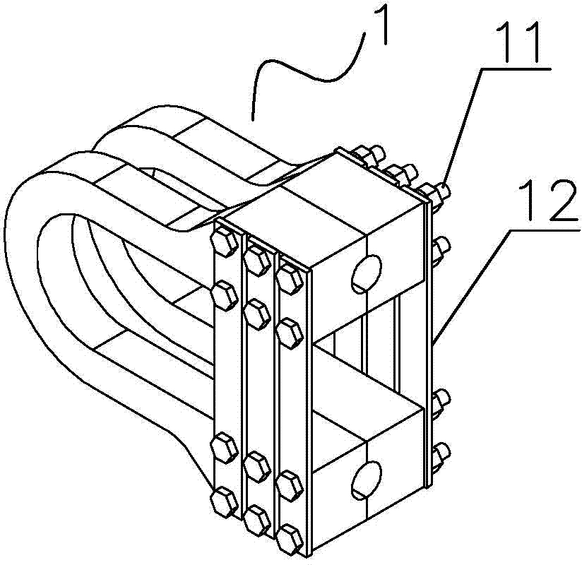 Device assembly for tensioning fork ear type stay rope or steel pull rod and tensioning construction method of device assembly