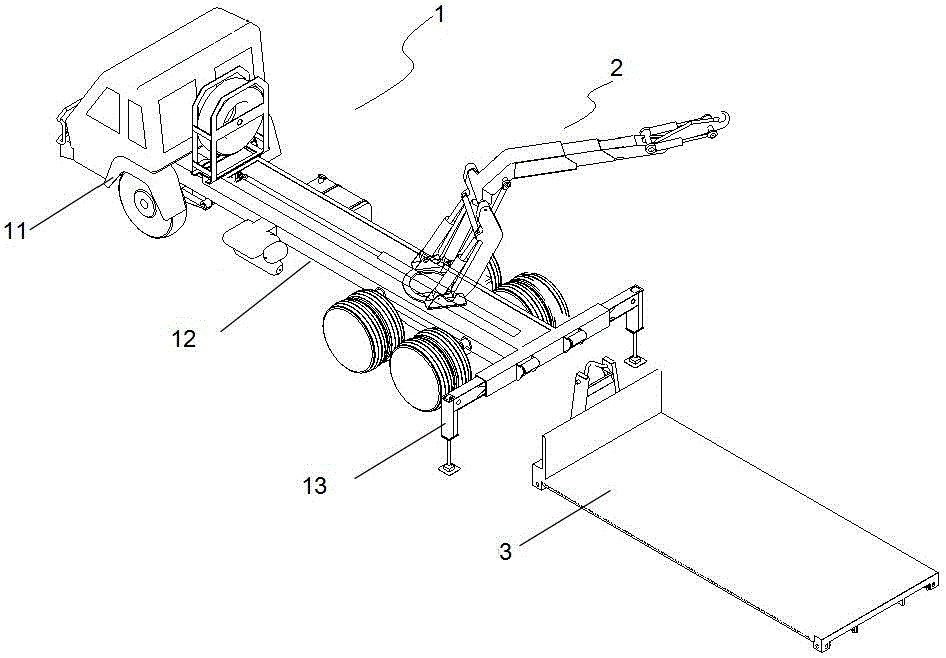 A kind of composite arm frame whole assembly and unloading truck