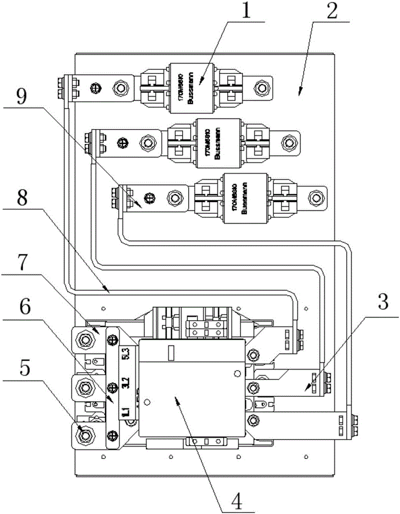 Contactor copper bar connecting structure for wind power generation frequency converter