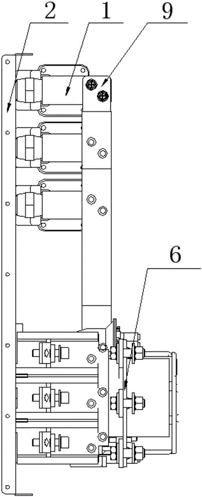 Contactor copper bar connecting structure for wind power generation frequency converter