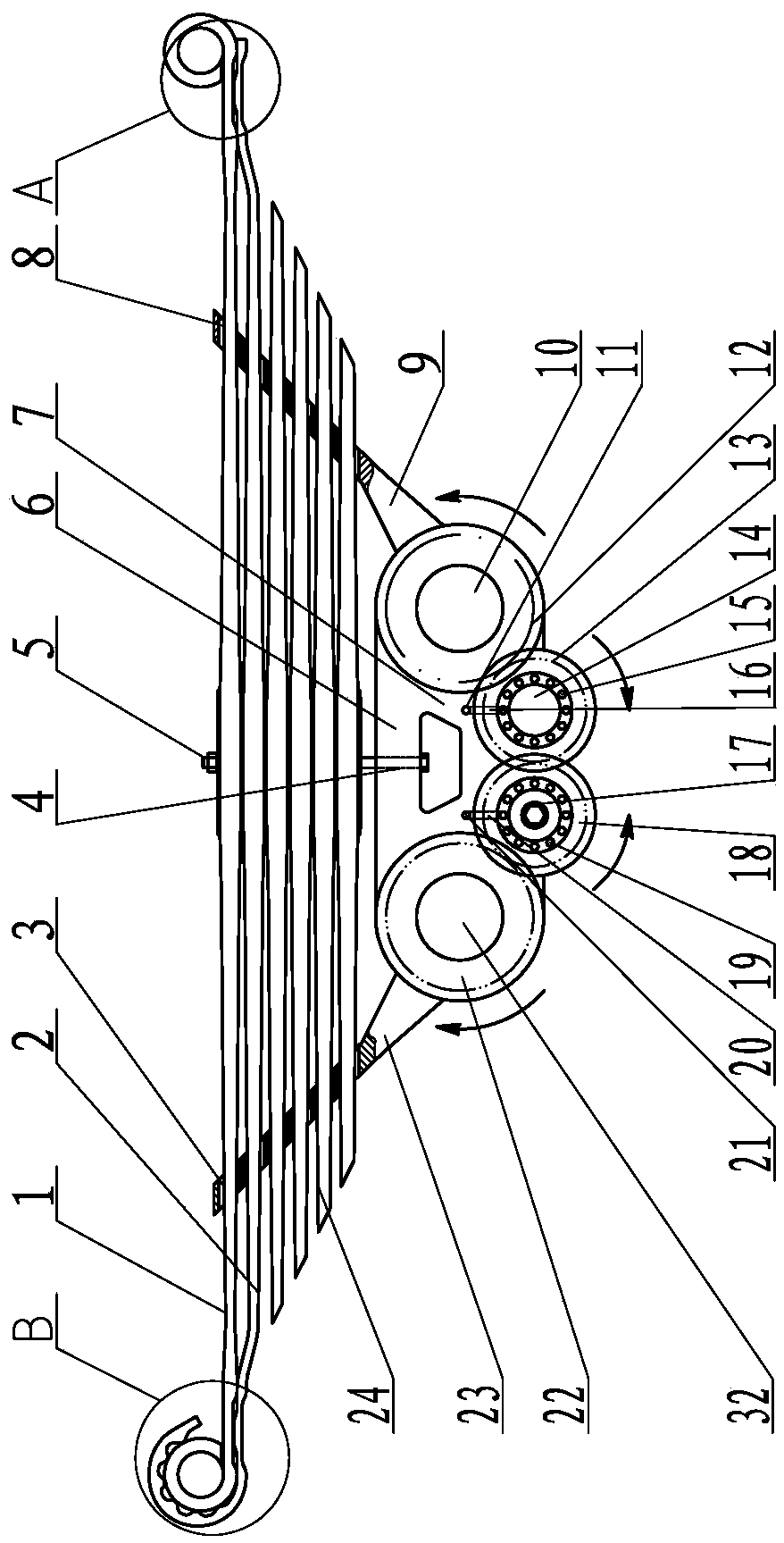 High-stress plate spring for mining dump truck