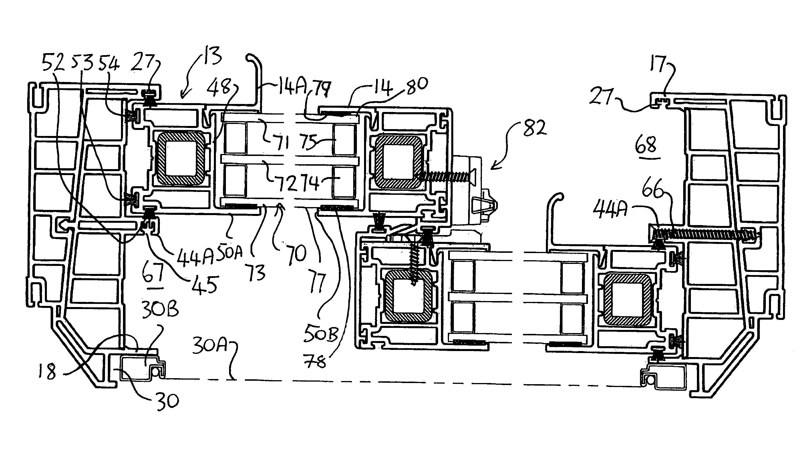 Extruded profile system for forming sliding fenestration products