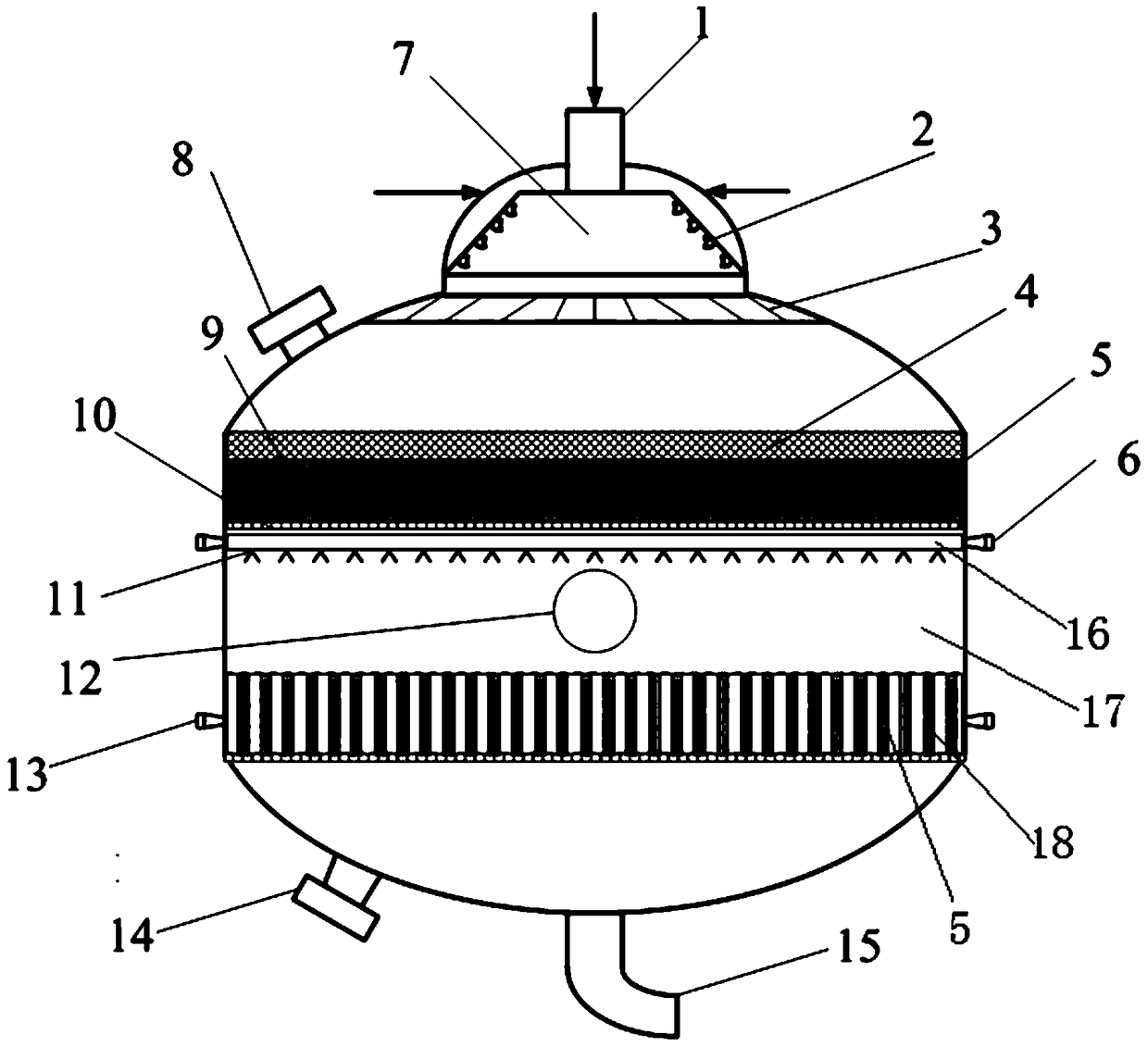 A large axial multi-stage mixed heat exchange butene oxidative dehydrogenation reactor