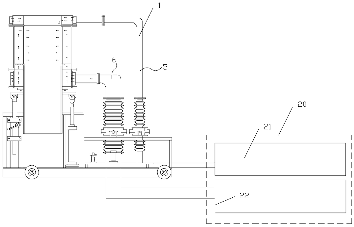 A cooling device and method for spinning polyester with ring blowing