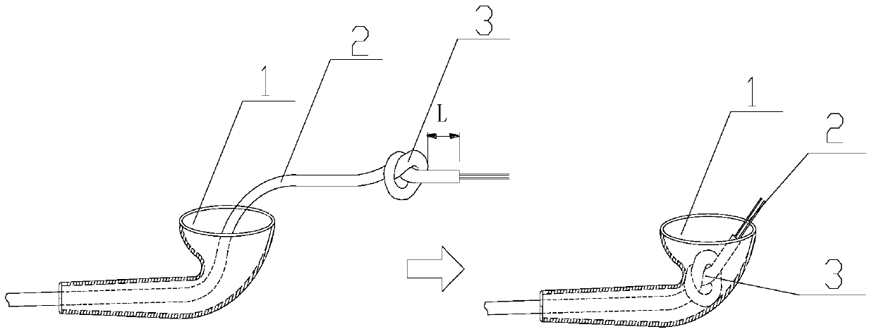 Headphone wire fixing method and its fixing device