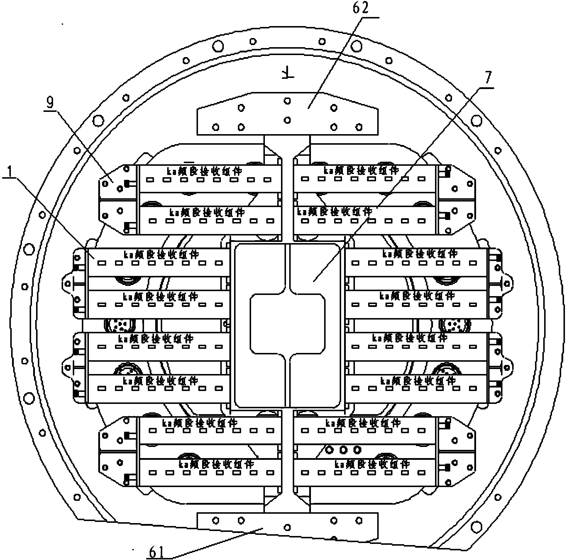 Millimeter wave multi-channel radio frequency receiving front end for Ka frequency band feed source